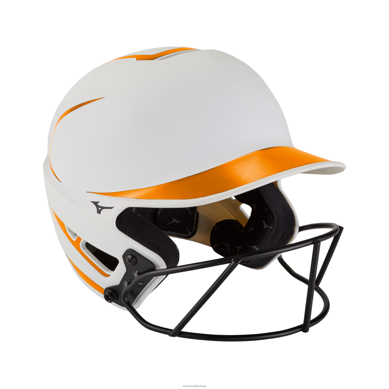 Mizuno casco de bateo de softbol de lanzamiento rápido f6 blanco-naranja(0020) unisexo accesorios ZH2D1812 Mizuno Zapatos De Futbol