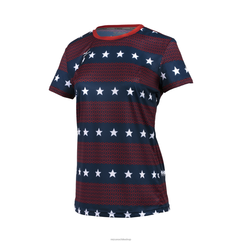 Mizuno manga corta para correr imprimible alto riesgorojo-bienestarazul(1g5y) mujer vestir ZH2D245 Mizuno Zapatillas