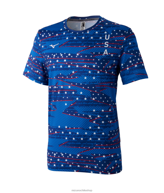 Mizuno manga corta para correr imprimible melocotón-azul (sm01) hombres vestir ZH2D241 Mizuno Chile