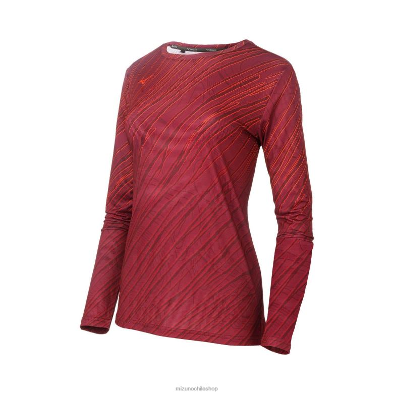 Mizuno manga larga para correr imprimible corteza-ciruela roja (pr49) mujer vestir ZH2D250 Mizuno Chile