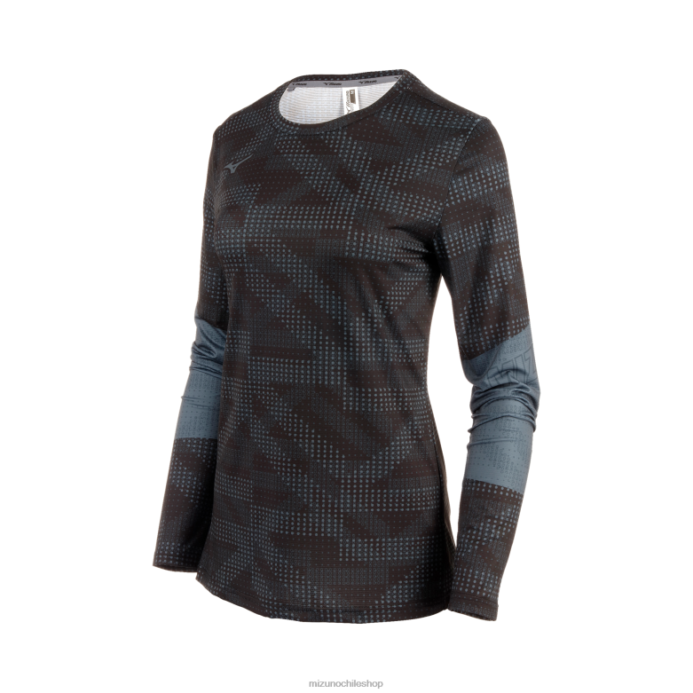 Mizuno manga larga para correr imprimible negro(9090) mujer vestir ZH2D248 Mizuno Zapatillas