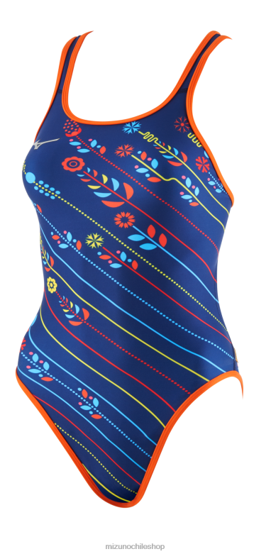 Mizuno traje de baño exer con doble espalda cruzada azul marino-naranja(5120) mujer vestir ZH2D2658 Mizuno Zapatos De Futbol