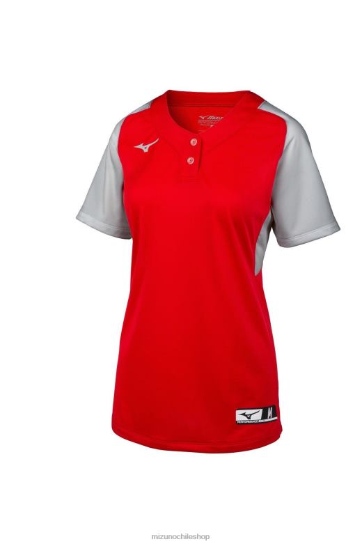 Mizuno camiseta de softbol aerolite de 2 botones rojo-gris(1091) unisexo vestir ZH2D1950 Mizuno Zapatos De Futbol