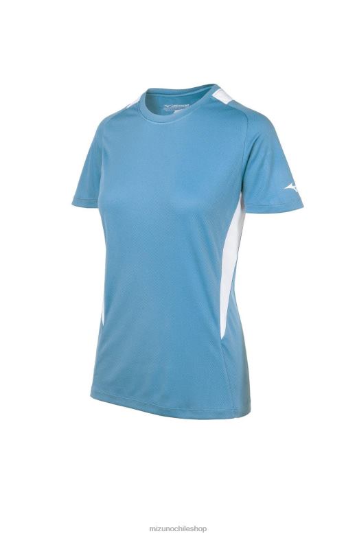 Mizuno camiseta de softbol con cuello redondo azul claro/columbia-blanco(5500) mujer vestir ZH2D1971 Mizuno Zapatos De Futbol