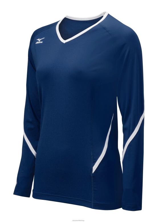 Mizuno camiseta de voleibol de manga larga Techno Generation azul marino-blanco(5100) unisexo vestir ZH2D2358 Mizuno Zapatos De Futbol