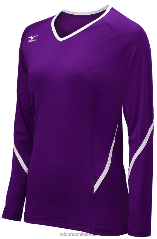 Mizuno camiseta de voleibol de manga larga Techno Generation blanco-morado(6000) unisexo vestir ZH2D2361 Mizuno Zapatos De Futbol