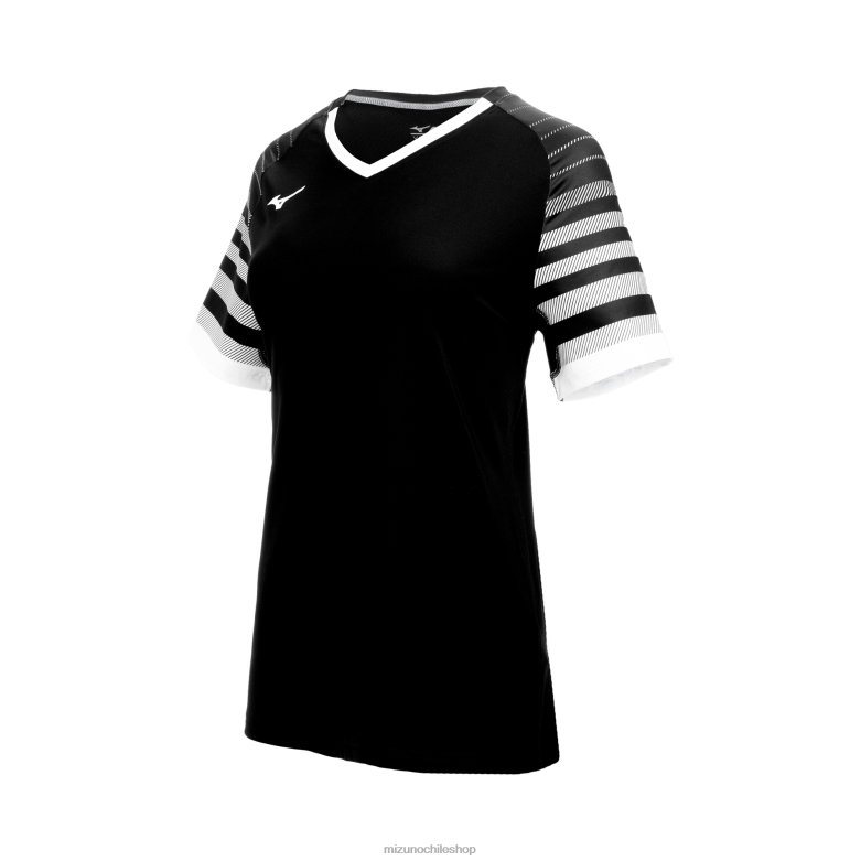 Mizuno camiseta de voleibol techno 8 manga corta blanco-negro(9000) mujer vestir ZH2D2333 Mizuno Zapatillas