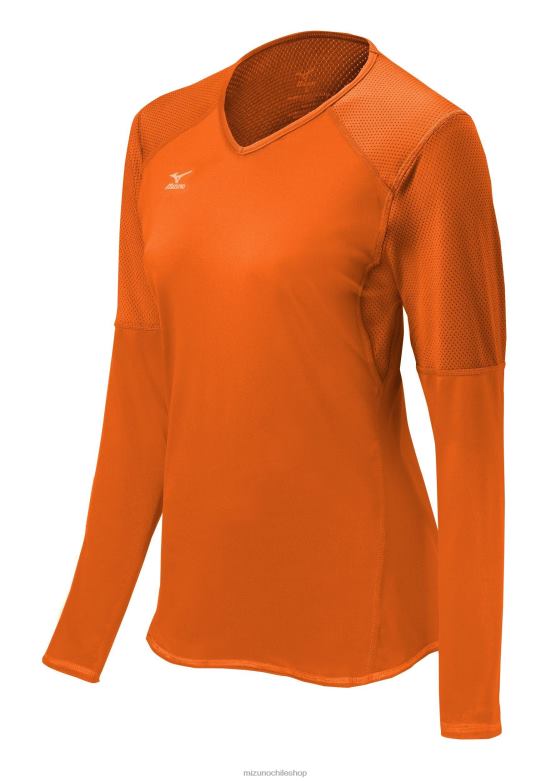 Mizuno camiseta de voleibol techno vi manga larga naranja ardiente (2424) unisexo vestir ZH2D2368 Mizuno Chile
