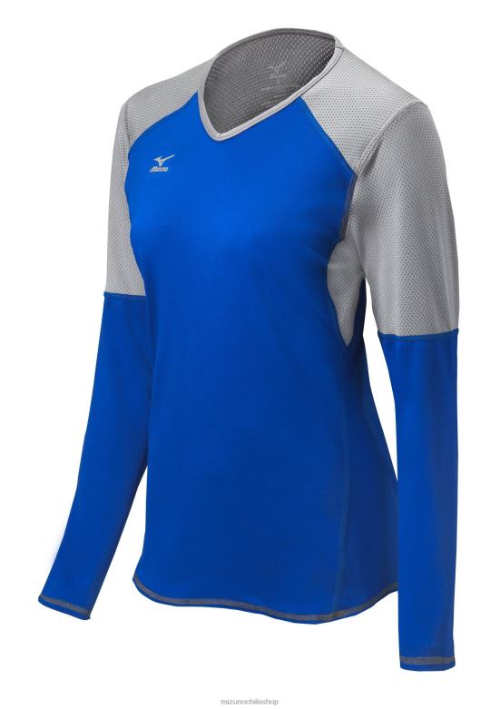 Mizuno camiseta de voleibol techno vi manga larga plata real(5273) unisexo vestir ZH2D2370 Mizuno Zapatos De Futbol