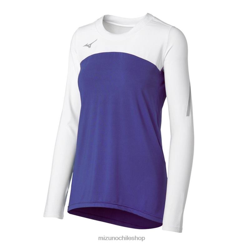 Mizuno camiseta de voleibol techno vii manga larga blanco-morado(6000) unisexo vestir ZH2D2352 Mizuno Zapatos De Futbol
