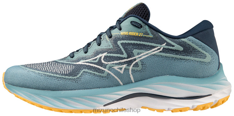 Mizuno zapatilla para correr waverider 27 ssw adriáticoazul-blanco como la nieve(ad0d) hombres zapatos ZH2D11 Mizuno Zapatillas
