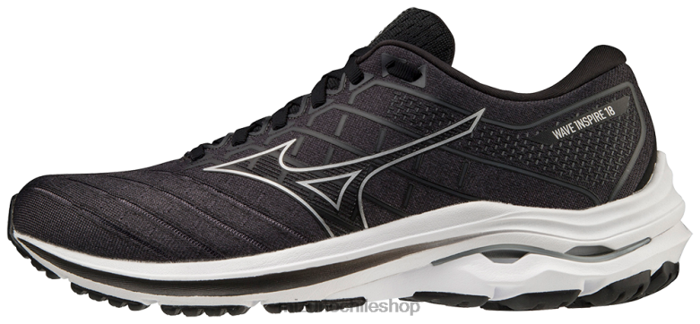 Mizuno zapatillas para correr wave inspire 18 negro-plata(9073) hombres zapatos ZH2D139 Mizuno Chile