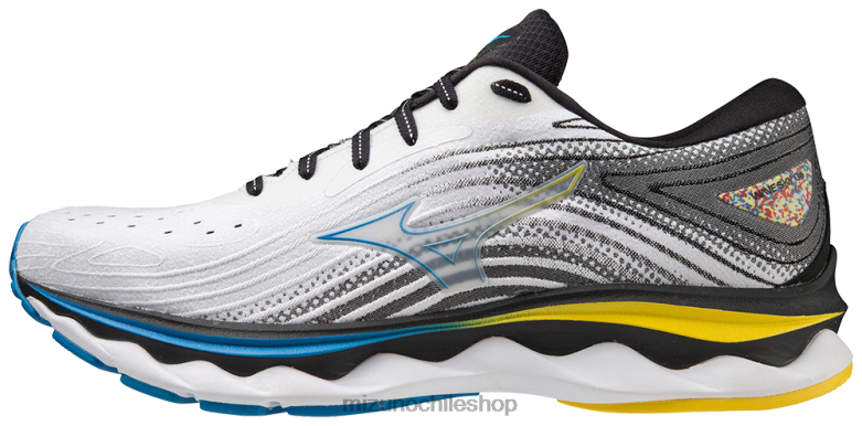 Mizuno zapatillas para correr wave sky 6 blanco-ciberamarillo(0034) hombres zapatos ZH2D74 Mizuno Zapatillas