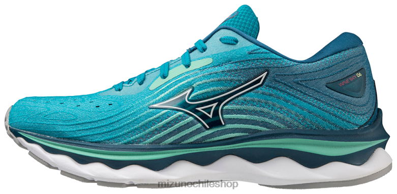 Mizuno zapatillas para correr wave sky 6 esmalteazul-blanco(eb00) mujer zapatos ZH2D80 Mizuno Zapatillas