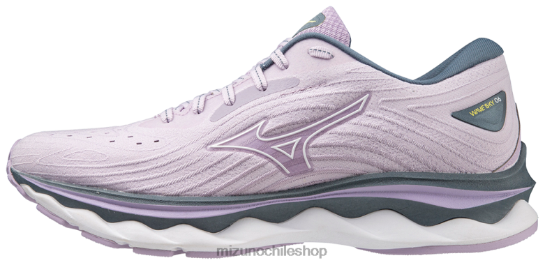 Mizuno zapatillas para correr wave sky 6 pastellila-blanco(6c00) mujer zapatos ZH2D84 Mizuno Zapatos De Futbol