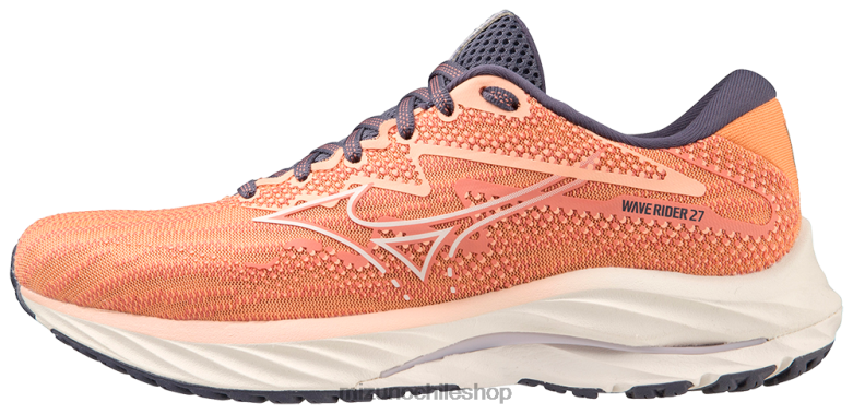 Mizuno zapatillas para correr waverider 27 arrecife de coral-blanco como la nieve (1b0d) mujer zapatos ZH2D15 Mizuno Zapatos De Futbol